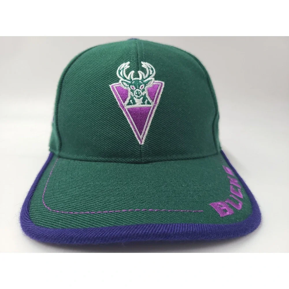 Vintage Milwaukee Bucks Logo Athletic Strapback Adjustable Hat Cap Wool‎ Blend